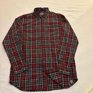 Carhartt Button Up Red Plaid Long Sleeve Shirt Lightweight XL Tall Relax RN14806